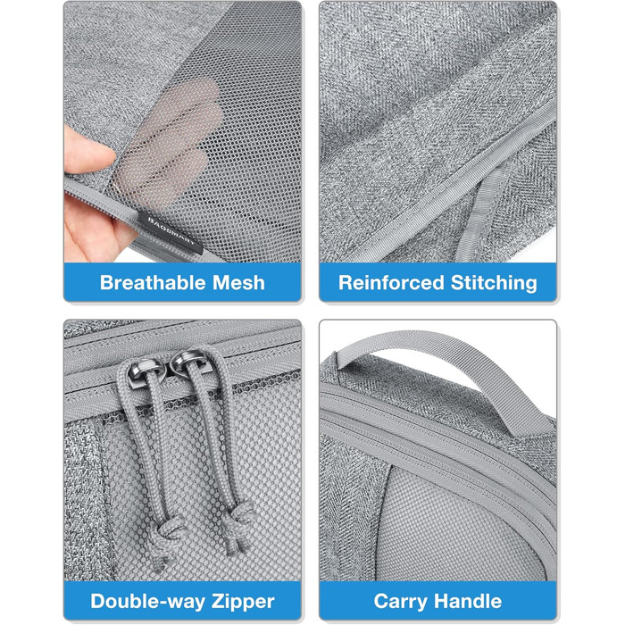 Набір компресійних органайзерів для подорожей BAGSMART (6 шт), міцні пакувальні куби для валізи та ручної поклажі, сірі