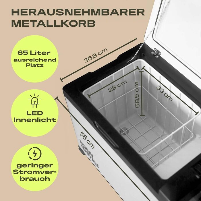 Автомобільний компресорний холодильник (65 л) -20°C для кемпінгу 12V/230V