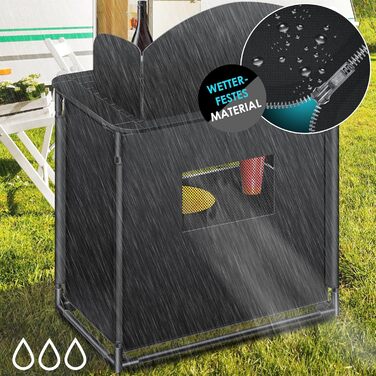 Кемпінгова кухня KESSER® | З сумкою та набором посуду | Складаний шафка для кемпінгу | Алюмінієвий каркас | Похідна кухня | Кухонна коробка | Шафка для намету | Чорний/Чорний (Тип F2, Чорний / Чорний)