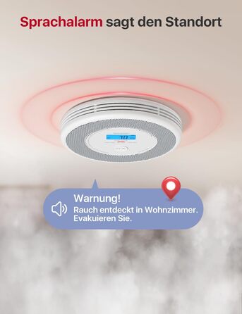 Датчик диму та CO X-Sense з Wi-Fi, голосовий сповіщення та визначенням місця розташування, 2-в-1, з базовою станцією SBS50, XP0A-MR11