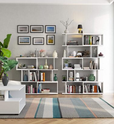 АКОРД Книжкова шафа FIX Окремо стоячі меблі оригінальний дизайн функціональний просторий для офісу та дому Довговічність Легке зберігання Легке встановлення (білий, 107,5 x 120 см)