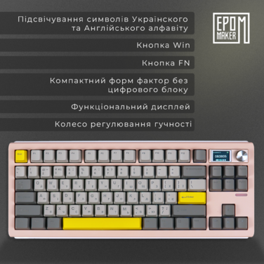 Клавіатура механічна бездротова EPOMAKER Shadow-S Wisteria Linear Pink (SHS-P-WL)