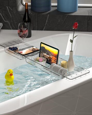 Підставка для ванни висувна, пластикова, з полицею для книг, водонепроникна, аксесуар для ванни (прозора)