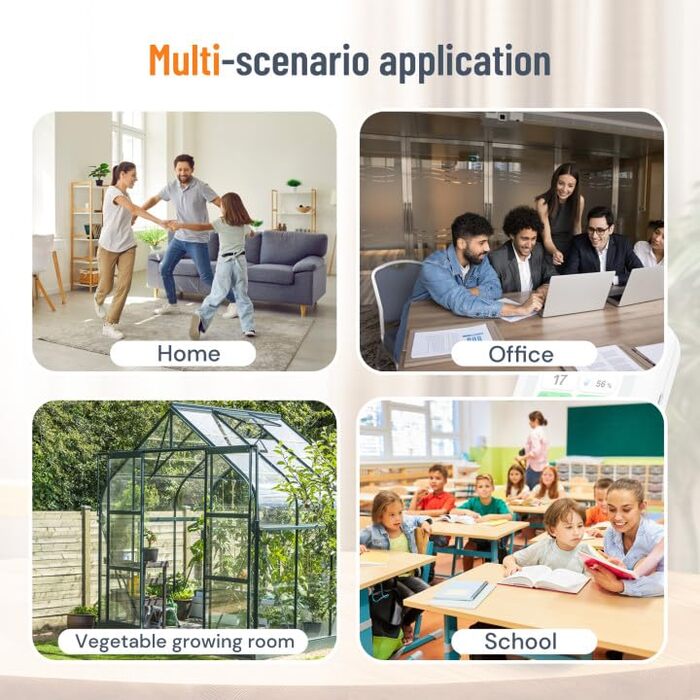 Детектор якості повітря LifeBasis 10 в 1: Формальдегід, AQI, PM2.5, PM10, HCHO, TVOC, CO2, Температура, Вологість. USB-зарядка для дому та офісу