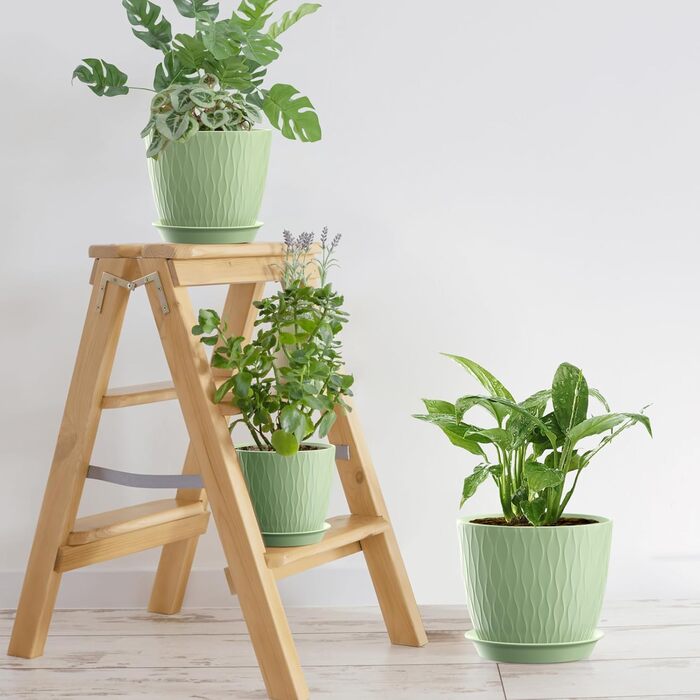 Набір горщиків для квітів з системою поливу (3 шт.) 20.3/17.8/15.2 см, зелений, для дому та балкону