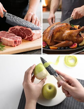 Японський ніж Сантоку 18 см з VG-10 сталі Дамаск (67 шарів), сертифікована гострота та зносостійкість, для кухні та як подарунок