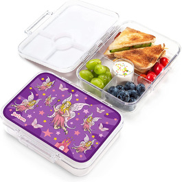 Коробка для сніданку JARLSON для дітей з 4 відділеннями-перевірена TV-Коробка для сніданку з трітана-коробка для Бенто герметична-Коробка для дитячого садка і школи-для дівчаток і хлопчиків-850 мл (фея)