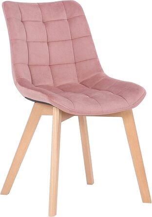 Набір з 2 стільців для обідньої зони Passaic, м'яке оксамитове сидіння, ергономічний дизайн, захист для підлоги, до 150 кг, рожевий колір