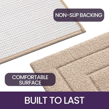 Набір килимків для ванної кімнати DEXI, 40 x 60 см, 2 шт. - антиковзкі, м'які, швидковисихаючі. Підходять для душу, ванни та туалету. Машинне прання. Колір: бежевий