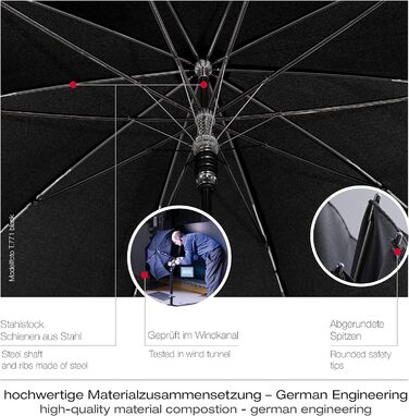 Парасолька Knirps Stick T.771 довгі автоматичні чоловічі принти Автоматичні Дерев'яна ручка Stormproof Black