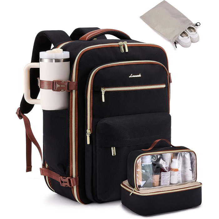 LOVEVOOK Рюкзак для ручної поклажі, 40L, чорний: для ноутбука 17.3