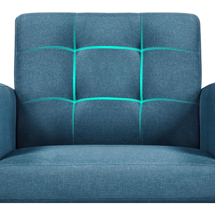 Крісло-мішок Yaheetech з підлокітниками, блакитне, з поліестеру, до 136 кг, для вітальні