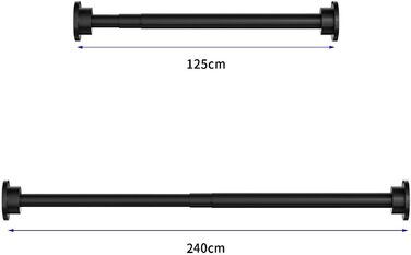 Карниз для душу чорний Телескопічна штанга на вибір довжиною 40-230 см без свердління (125-230 см чорна)
