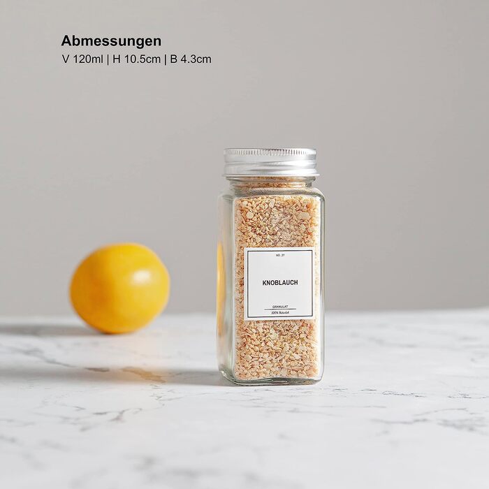 Набір баночок для спецій Greeano 24 x 120 мл із золотими кришками та етикетками, скляні баночки для спецій з дозатором, кухонне приладдя Gold Aura