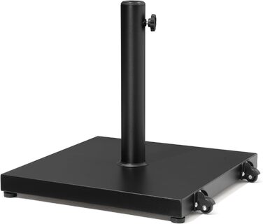 Підставка для парасольки на терасу, 18,1 кг, міцна квадратна підставка з бетону, стійка для парасольки з текового дерева (з колесами), чорна (з колесами)