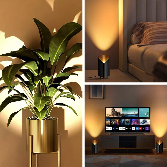 LED прожектор для підсвічування вгору 7W, чорний. Світлодіодний світильник на підставці з лампою GU10 500LM, тепле світло 3000K, з ножним вимикачем