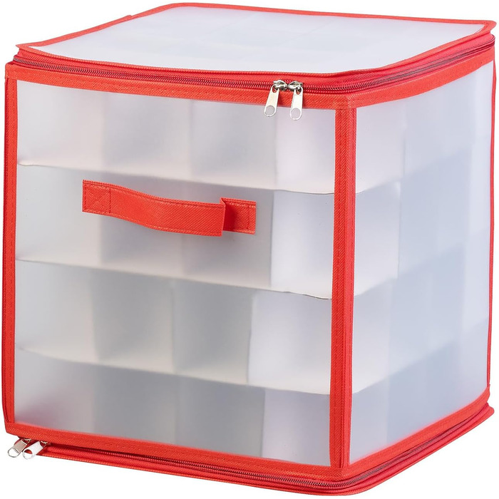 Набір 3 бокси для зберігання новорічних прикрас Infactory: для 64 ялинкових куль до 6 см, з ручками