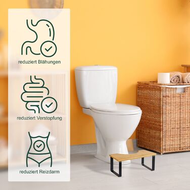 Підставка для ніг під час сидіння на унітазі Relaxdays, бамбук та метал