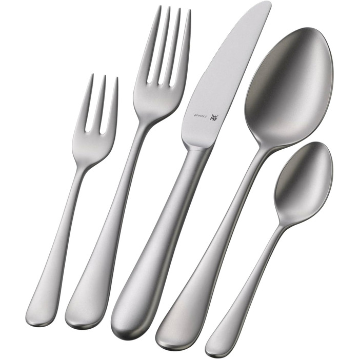 Набір столових приборів WMF Merit, 30 предметів, на 6 осіб, з нержавіючої сталі Cromargan protect®, ергономічний дизайн, піскоструйна обробка, придатний для миття в посудомийній машині, ковані леза, у коробці