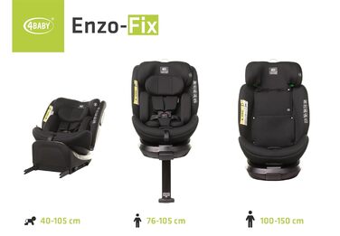 Дитяче автокрісло ENZO-FIX на 360 Isofix зі стабілізуючою ніжкою, I-Size з додатковим бічним захистом (Чорний)