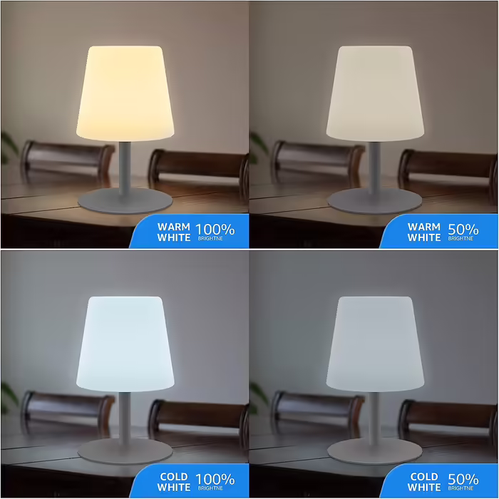 Бездротова LED настільна лампа Uuffoo, 3 режими кольорової температури (2700-6000K), плавне затемнення, акумулятор, IP44, водонепроникна, для саду, дому, спальні, готелю, срібляста