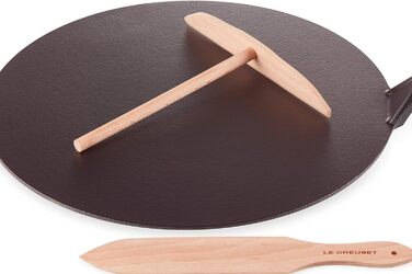 Сковорода для крепів Le Creuset з дерев'яним шпателем, чавун, діаметр 32 см, для всіх типів плит (включно з індукційними), Cerise (Вишневий)