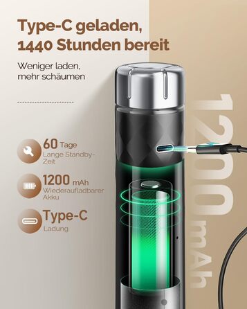 Електричний пінний вершковий вінчик Maestri House LunaFro 2.0, бездротовий, з регулюванням швидкості, чорний