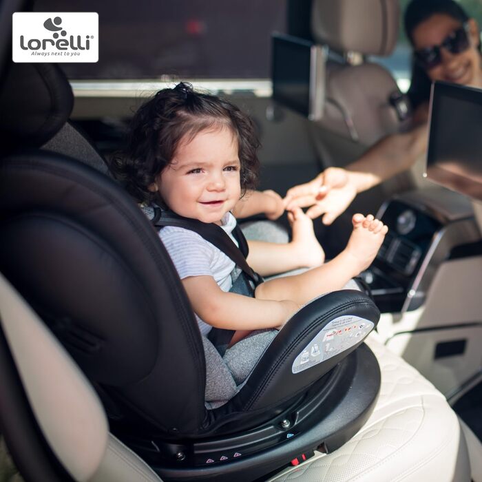 Автокрісло Lorelli Aviator, зростаюче автокрісло з Isofix - група 0/1/2/3 (0-36 кг), дитяче крісло, поворот на 360 градусів, 5-точковий ремінь безпеки, регульований підголівник, зелений (сірий світло-сірий)