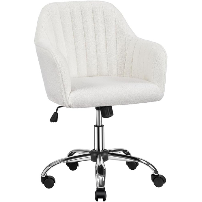 Крісло Yaheetech для дому та офісу: регульоване, обшите велюром, до 136 кг, колір слонова кістка