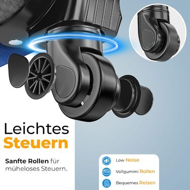 Набір валіз KESSER® 4 шт. | Чотири валізи з тканини з TSA-замком, 360° колесами та телескопічною ручкою | Косметичка, ручна валіза та великі валізи для подорожей та бізнесу (Блакитний)
