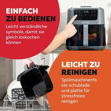 Фритюрниця готує повітрям Instant Pot Vortex Compact Trüffel Grau 5 л з антипригарним покриттям, 4-в-1: смаження, сушка, випікання, підігрів, сімейний розмір
