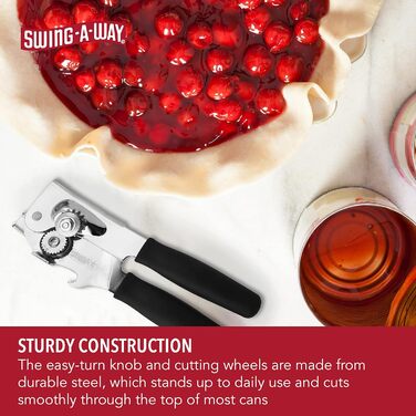 Swing-A-Way Портативний відкривачка для банок з ергономічною ручкою та відкривачка для пляшок, чорний
