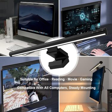 LED-лампа для монітора з сенсорним керуванням, USB-світлодіодна стрічка з захистом від синього світла, сучасна підсвітка монітора з адаптером живлення, світлодіодна лампа для комп'ютера, офісу та дому