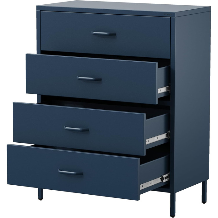 Металева комода Jan Nowak з шухлядами Carla | Комод-шафа для спальні, вітальні, дитячої кімнати | Стиль лофт | Комод з шухлядами, темно-синій | 80 x 101,5 x 40 см