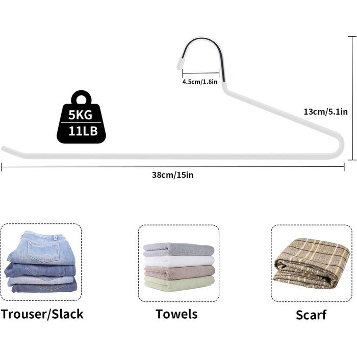 Металеві вішалки для штанів AIY05B, набір, 6 шт. - зручні, неслизькі, компактні, 38x13 см