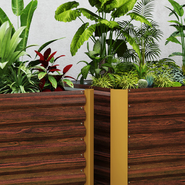 Набір з 2 грядок-ящиків для вирощування рослин, глибокі, металеві, 120 x 60 x 60 см, коричневого кольору