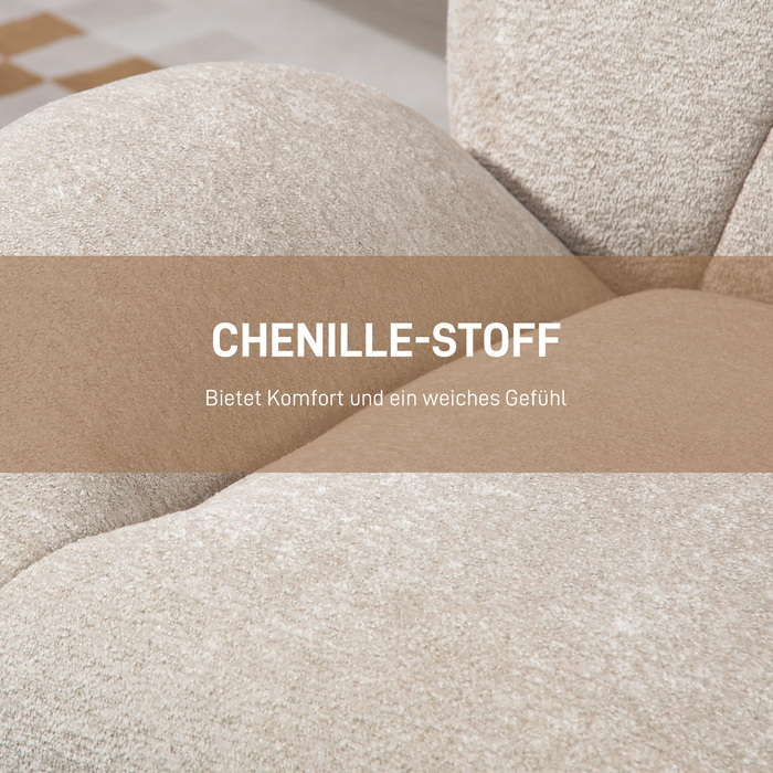 Обертовий м'який стілець, акцентний стілець з наповнювачем з ПП-бавовни, тканинне покриття, сталеве підстав'я, кремово-білий