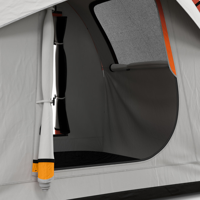 Outsunny Rear Tent Автомобільний купольний намет на 6 осіб з 3 дверима та вікнами, Намет задніх дверей для каравану та позашляховика з поліестеру, світло-сірий