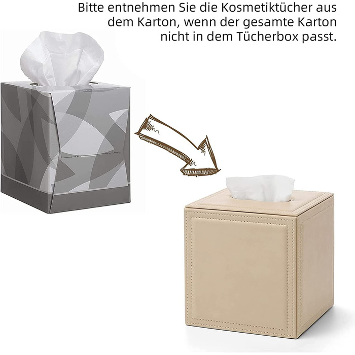 Коробка для косметичних серветок Vlando 15,5х15,5х16 см кремово-бежева