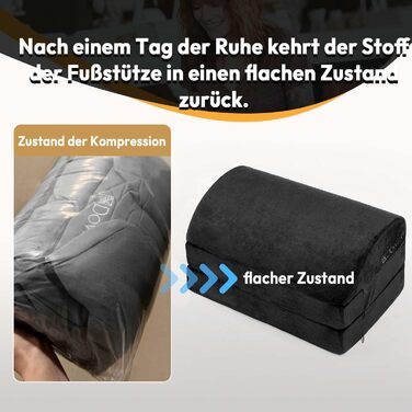 Підставка для ніг під стіл Dowinx, регульована по висоті, знімний чохол, зручна для офісу, авто, дому (3 рівня, м'яка, чорна)