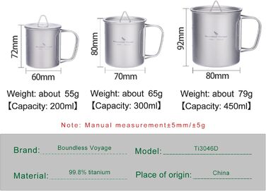 iBasingo Titan Camping Посуд: Чайник, Каструля, Кружка з кришкою та складним ручками (200-750мл) для кемпінгу, трекінгу, пікніка