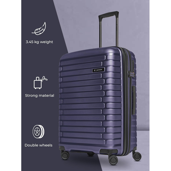 Набір валіз Pactastic Hartschalen 3-в-1: поліпропілен, розширювані, з TSA-замком (фіолетовий металік)