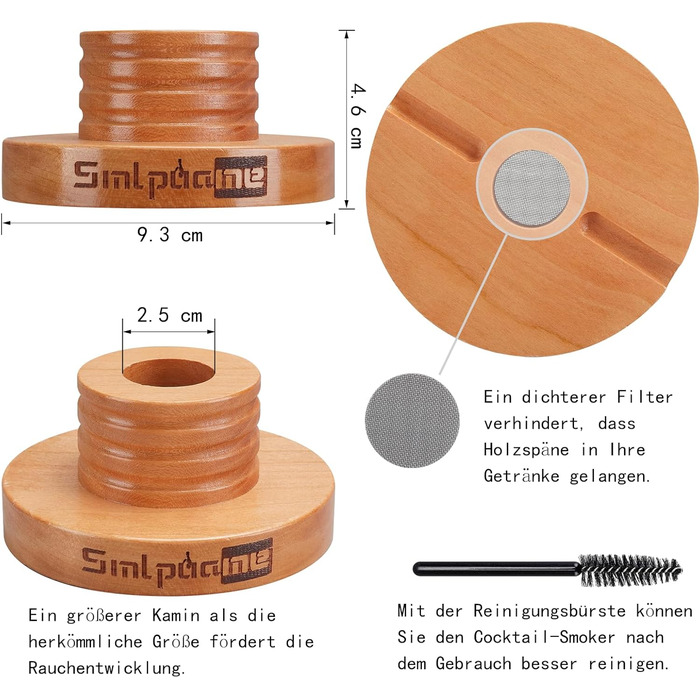 Коктейльний набір для копчення з дерев'яною стружкою (4 види) - подарунок для тата, чоловіка, любителя коктейлів
