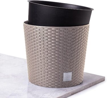 Кашпо для квітів Happy Flower MultiProject з вкладишем, ротанговий дизайн, 4 розміри, 4 кольори, 300 мл, бежевий
