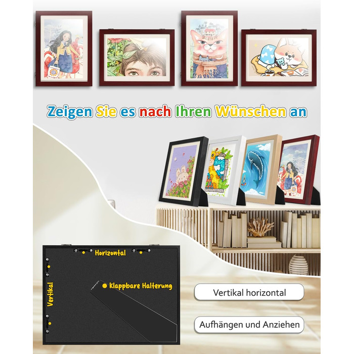 Рамка для дитячих малюнків Ciscle A4, 2 шт., махагоні, з фронтальним завантаженням для творчих робіт, школа, дім