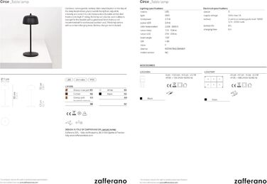Zafferano Circe: Бездротова LED-лампа для дому та саду, Corten, 30 см, димер, 2200-3000K, керування кнопкою