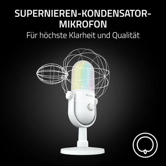 Мікрофон Razer Seiren V3 Mini USB - компактний, з LED-індикатором та функцією Tap-to-Mute