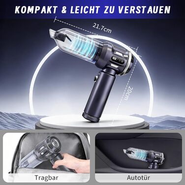 Акумуляторний ручний пилосос Citybee 4 в 1, бездротовий автомобільний та домашній пилосос 25000Па, безщіточний двигун, 3 режими потужності, для шерсті тварин, сірий