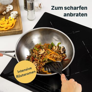 Wok Silberthal 28 см з нержавіючої сталі - для смаження та фритюру, сумісний з індукцією, до 400°C