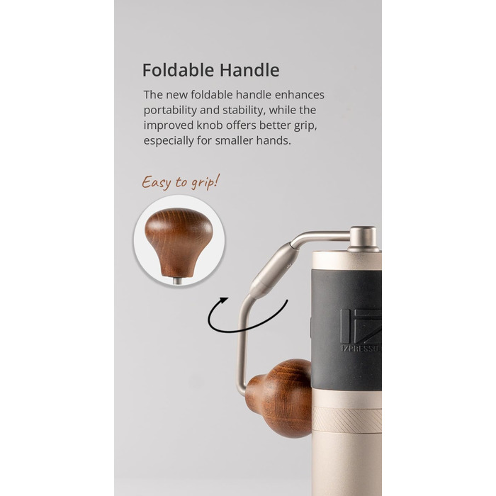 Кавомолка 1Zpresso J срібна, 35 г, з конічним жорном з нержавіючої сталі та регулюванням помелу